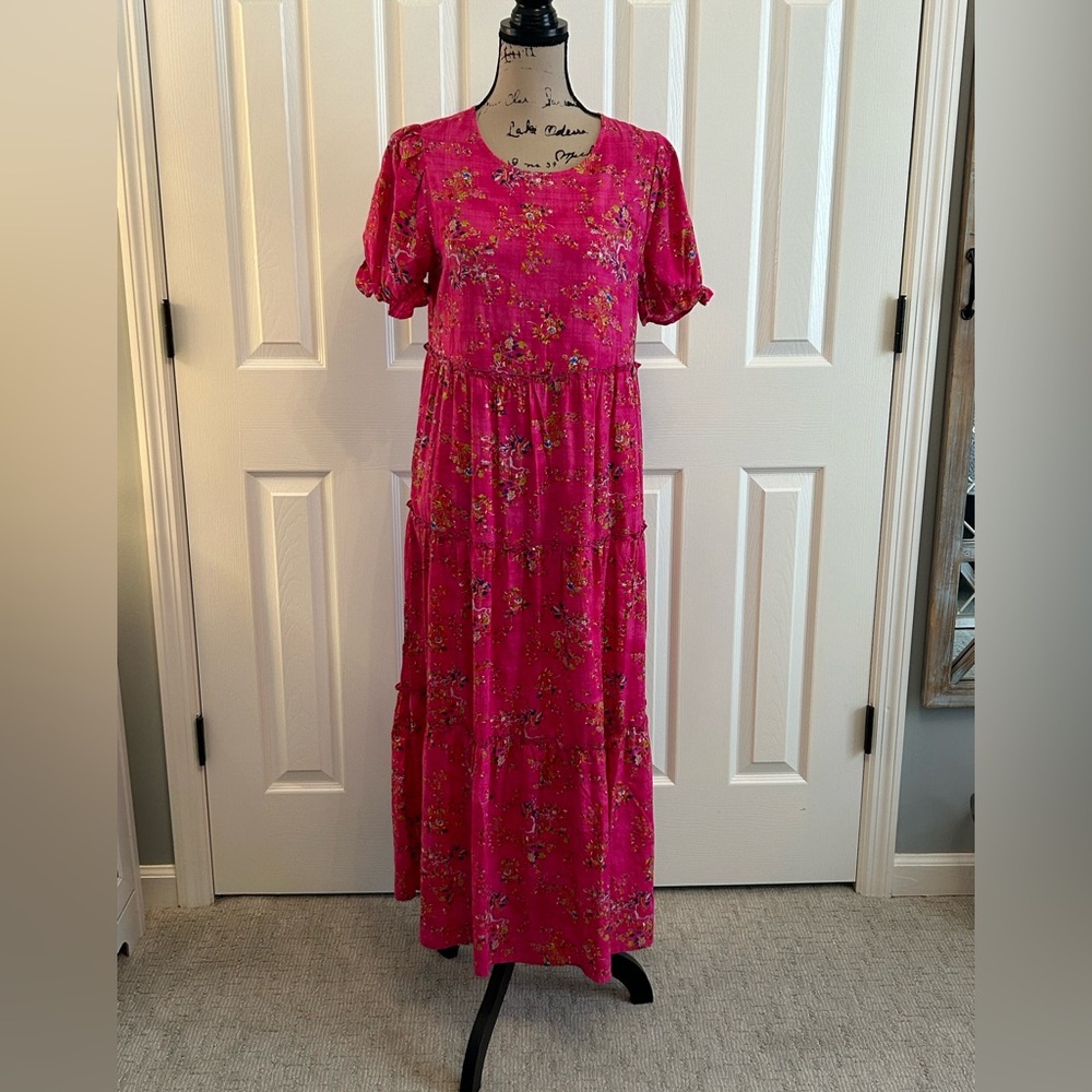 Bright Pink Floral Maxi Dress